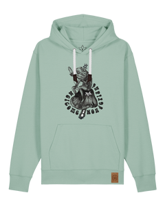 bio-unisex-medium fit-hoodie-froschkönig-stsu177-eukalyptus-weiße kordel-front