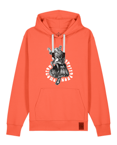 bio-unisex-medium fit-hoodie-froschkönig-stsu177-mandarine-weiße kordel-front