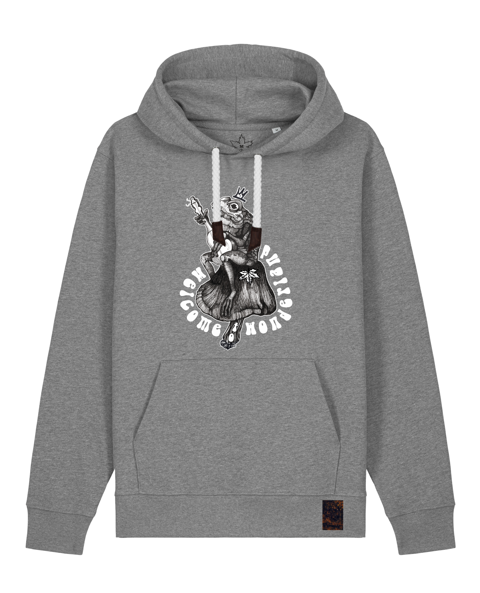 bio-unisex-medium fit-hoodie-froschkönig-stsu177-opossum-weiße kordel-front