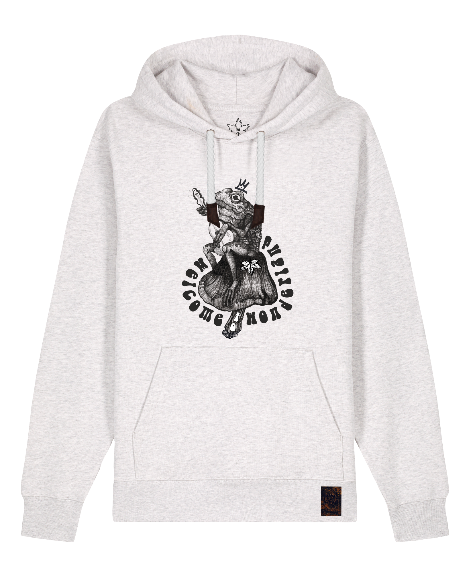 bio-unisex-medium fit-hoodie-froschkönig-stsu177-rennmaus-weiße kordel-front