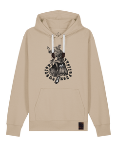 bio-unisex-medium fit-hoodie-froschkönig-stsu177-treibsand-weiße kordel-front