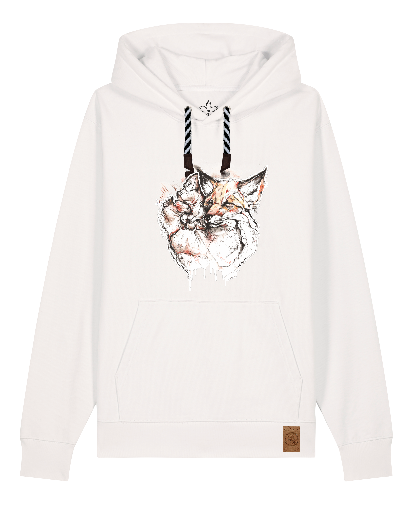 bio-unisex-medium fit-hoodie-fuchspaar-stsu177-bio ei-sw kordel-front