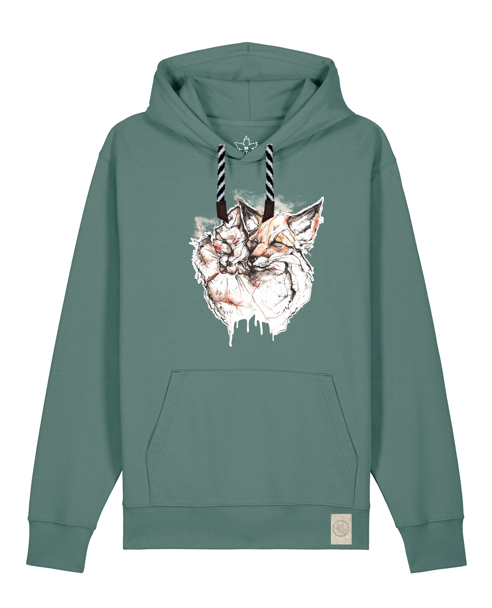 bio-unisex-medium fit-hoodie-fuchspaar-stsu177-blautanne-sw kordel-front