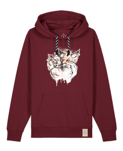 bio-unisex-medium fit-hoodie-fuchspaar-stsu177-burgunder rot-sw kordel-front