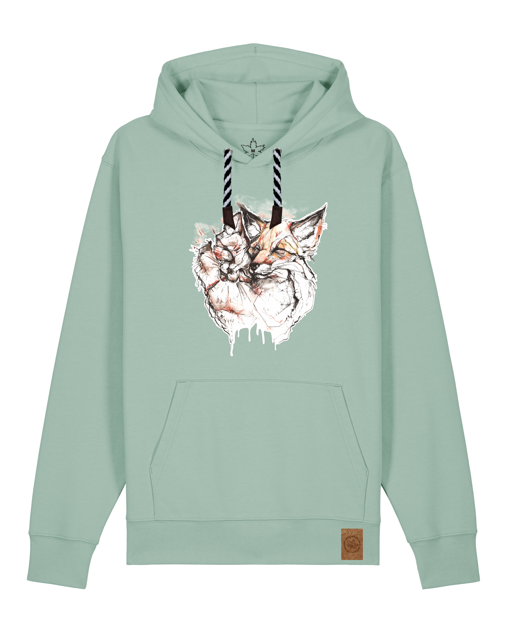 bio-unisex-medium fit-hoodie-fuchspaar-stsu177-eukalyptus-sw kordel-front