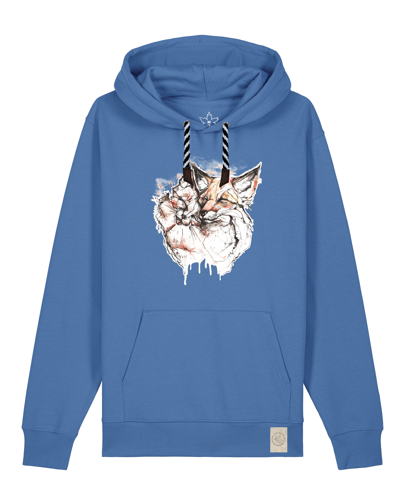 bio-unisex-medium fit-hoodie-fuchspaar-stsu177-hortensie-sw kordel-front