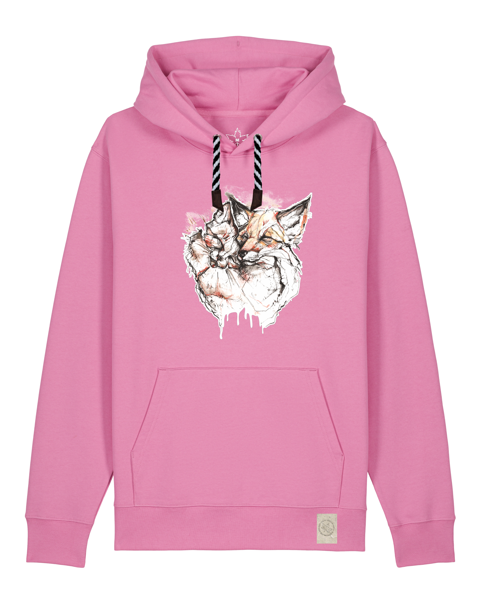 bio-unisex-medium fit-hoodie-fuchspaar-stsu177-kaugummi-sw kordel-front