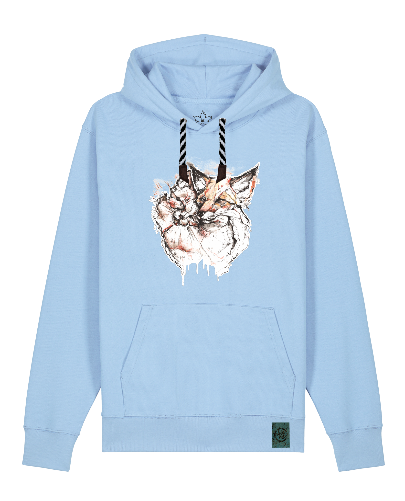 bio-unisex-medium fit-hoodie-fuchspaar-stsu177-lagune-sw kordel-front