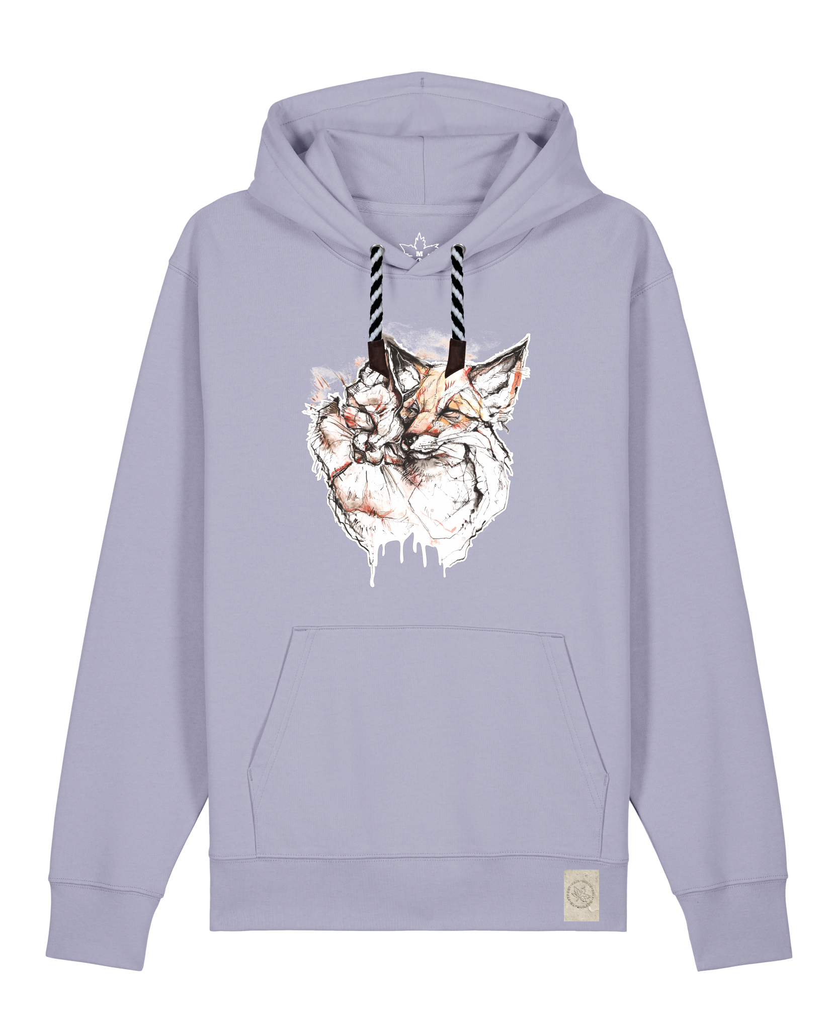 bio-unisex-medium fit-hoodie-fuchspaar-stsu177-lavender-sw kordel-front