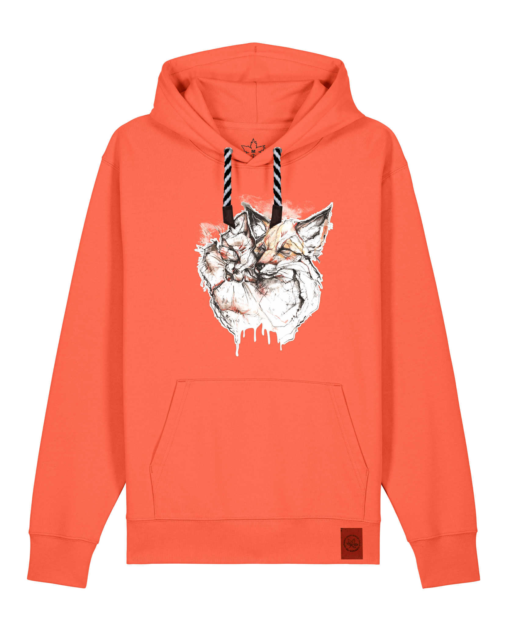 bio-unisex-medium fit-hoodie-fuchspaar-stsu177-mandarine-sw kordel-front