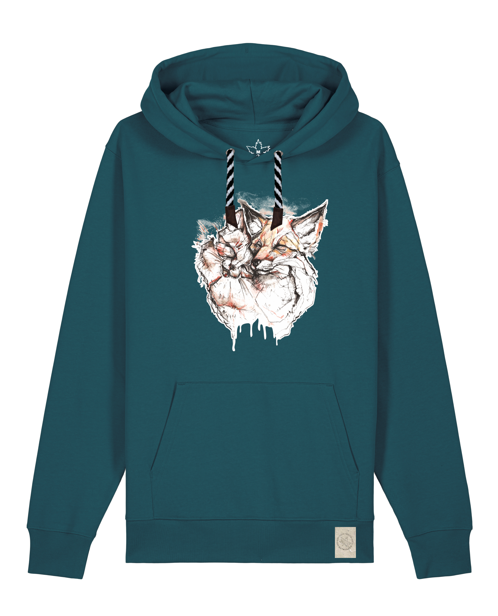 bio-unisex-medium fit-hoodie-fuchspaar-stsu177-nordmanntanne-sw kordel-front