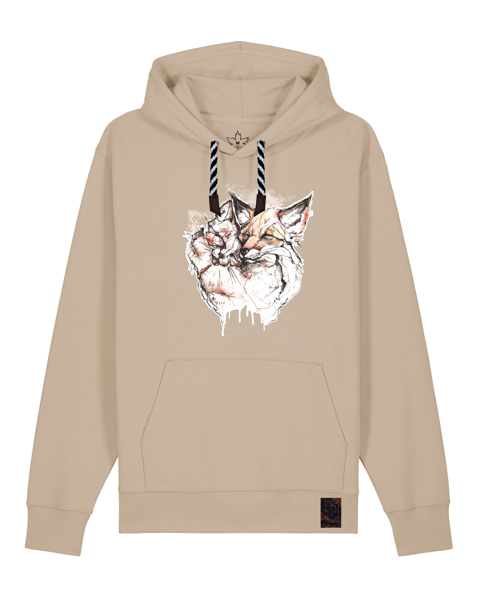 bio-unisex-medium fit-hoodie-fuchspaar-stsu177-treibsand-sw kordel-front