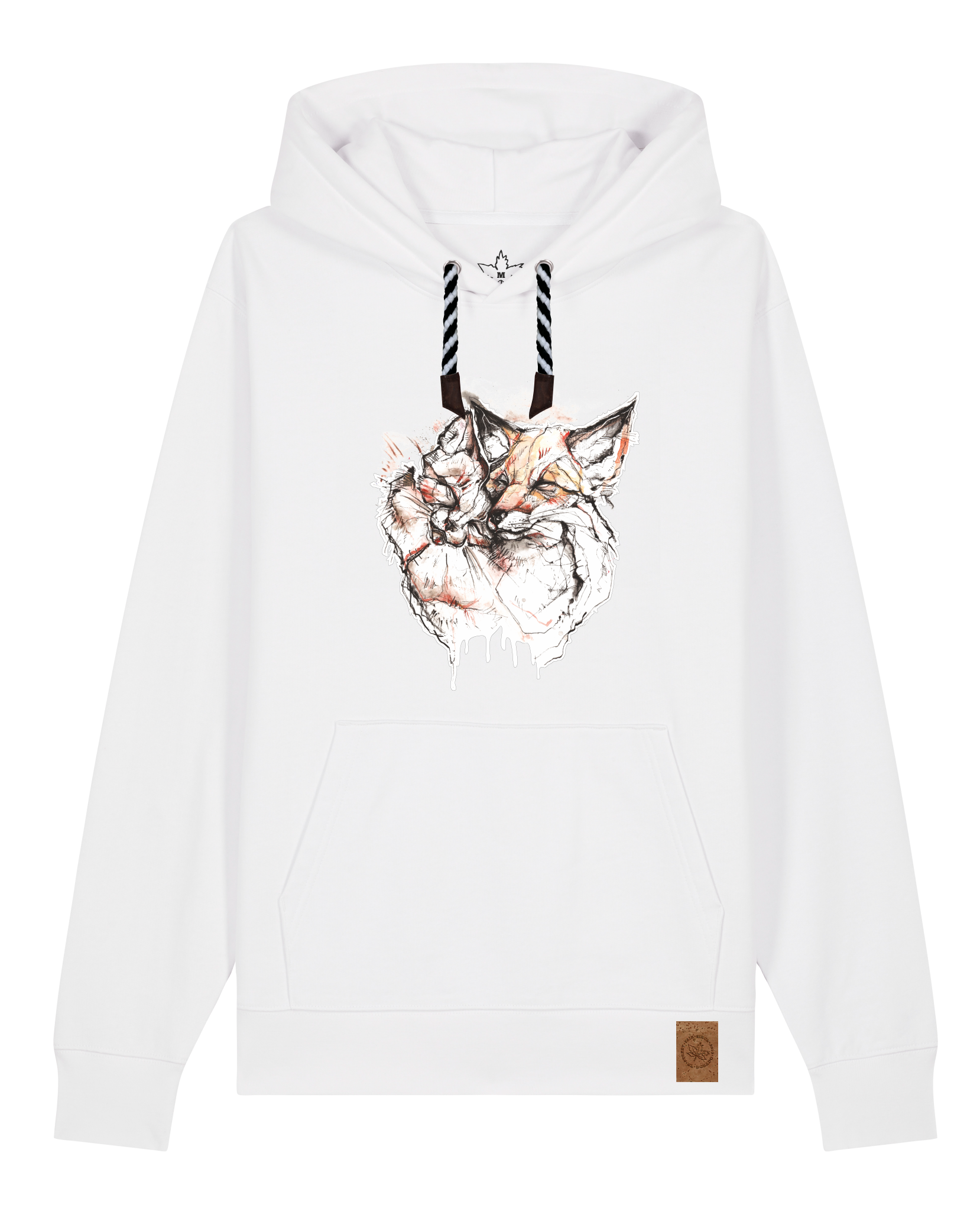 bio-unisex-medium fit-hoodie-fuchspaar-stsu177-weiß-sw kordel-front