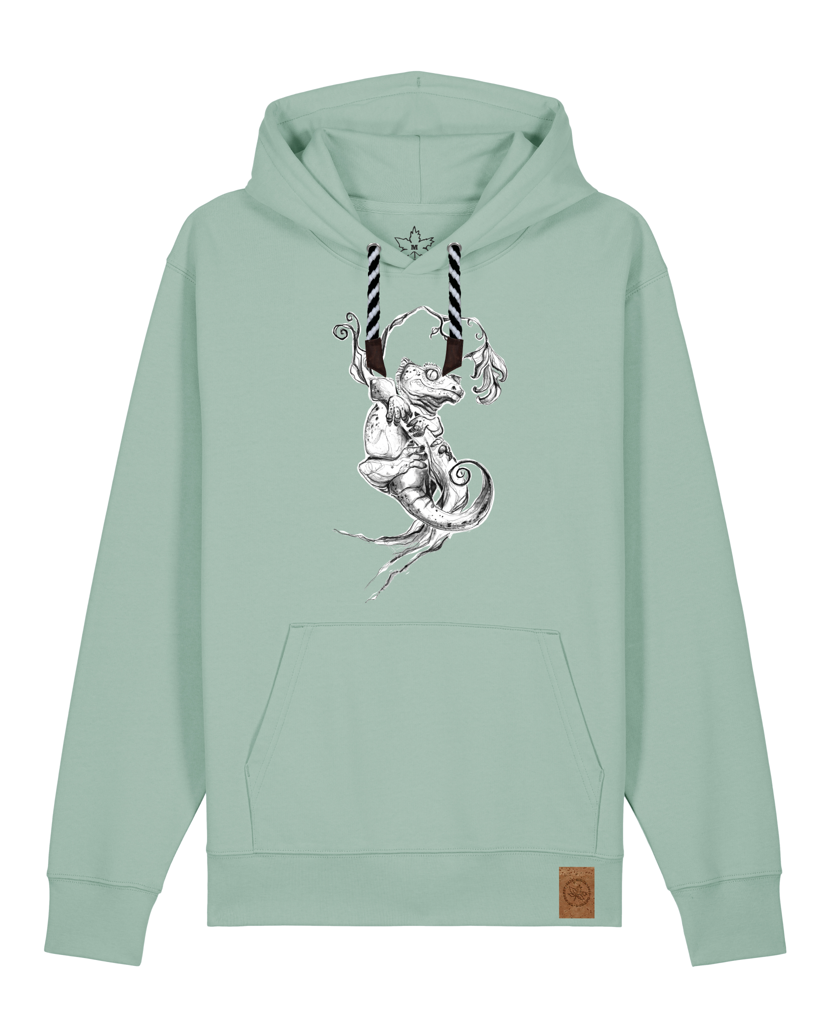 bio-unisex-medium fit-hoodie-gecko-stsu177-eukalyptus-sw kordel-front