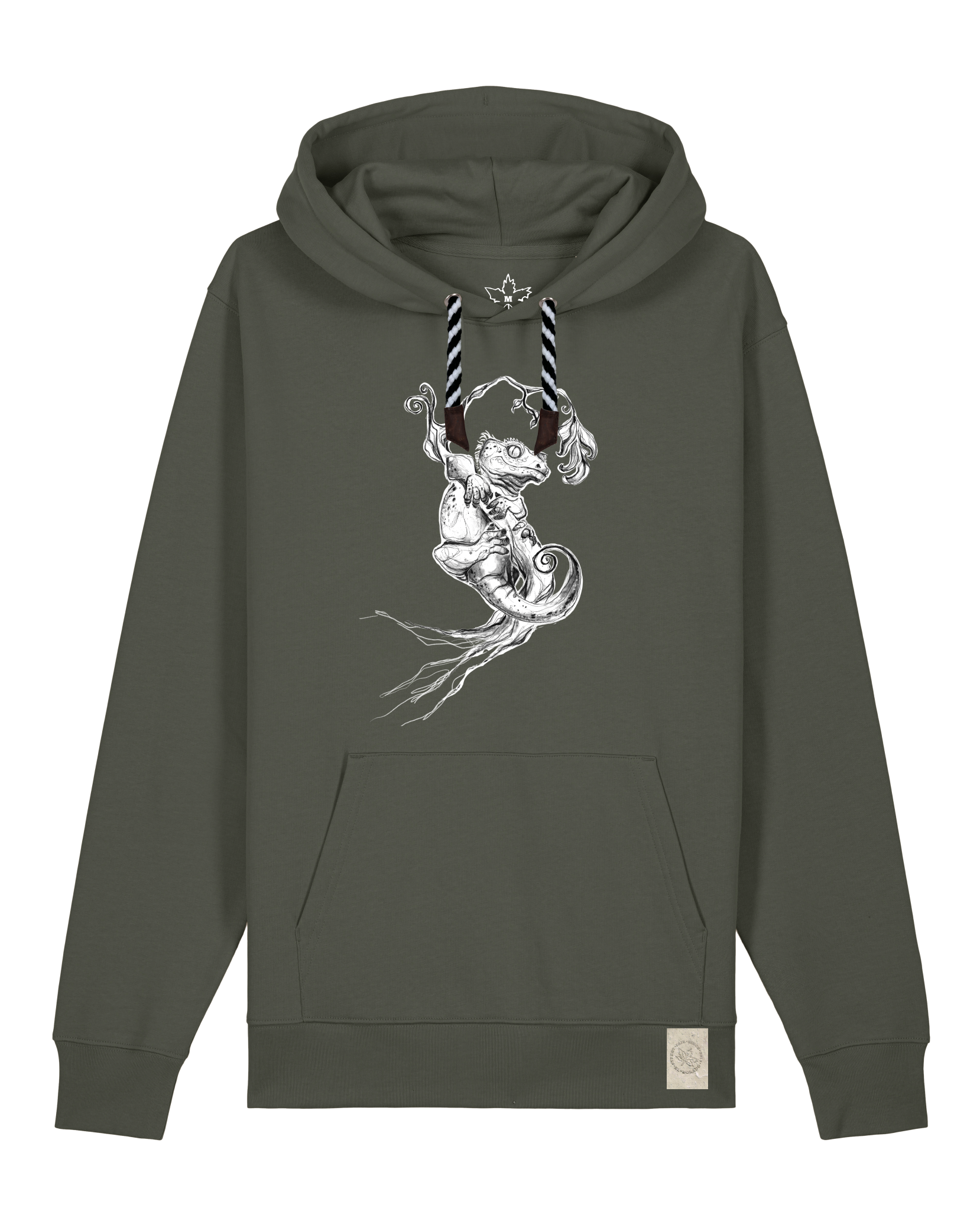 bio-unisex-medium fit-hoodie-gecko-stsu177-grunkohl-sw kordel-front