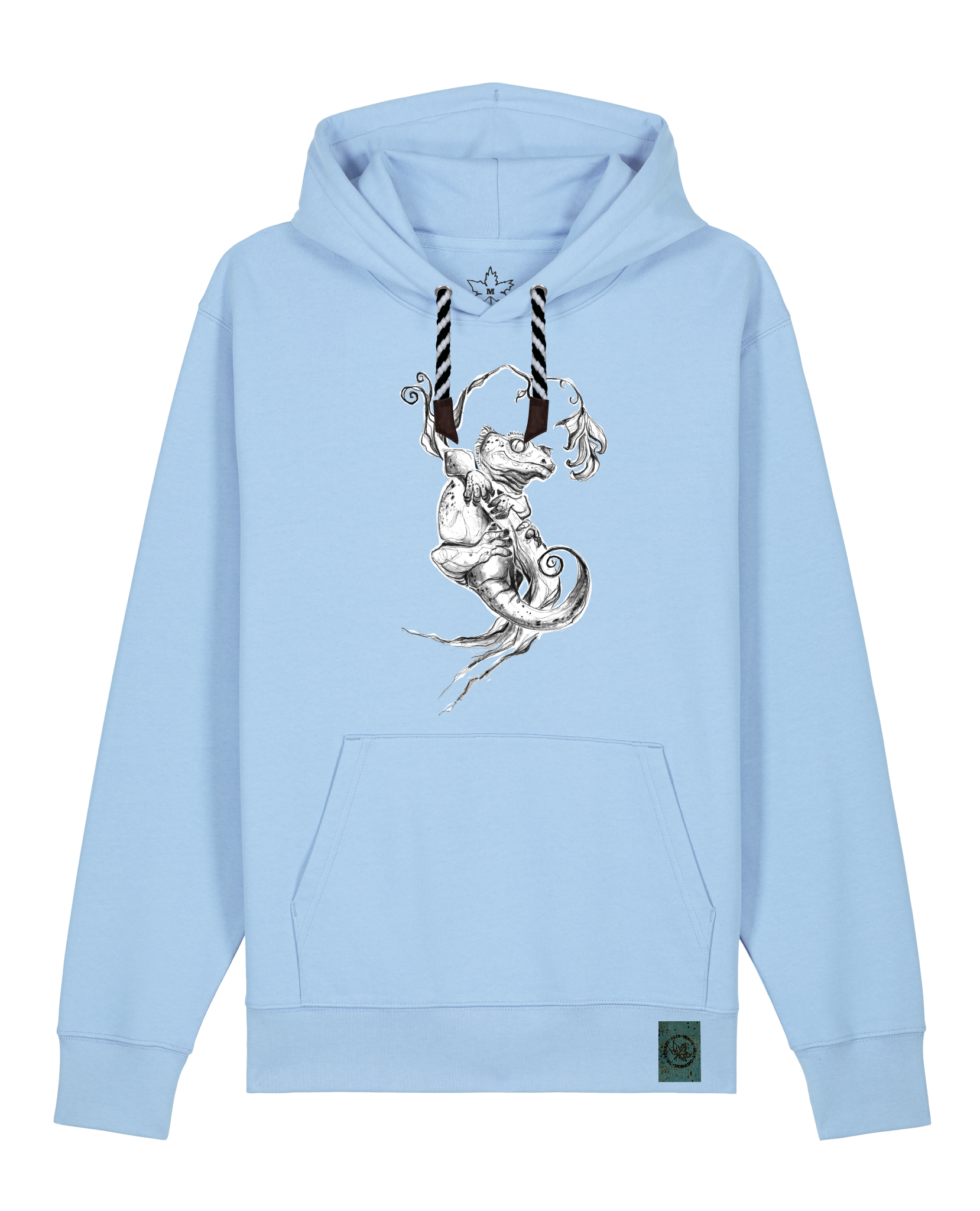 bio-unisex-medium fit-hoodie-gecko-stsu177-lagune-sw kordel-front