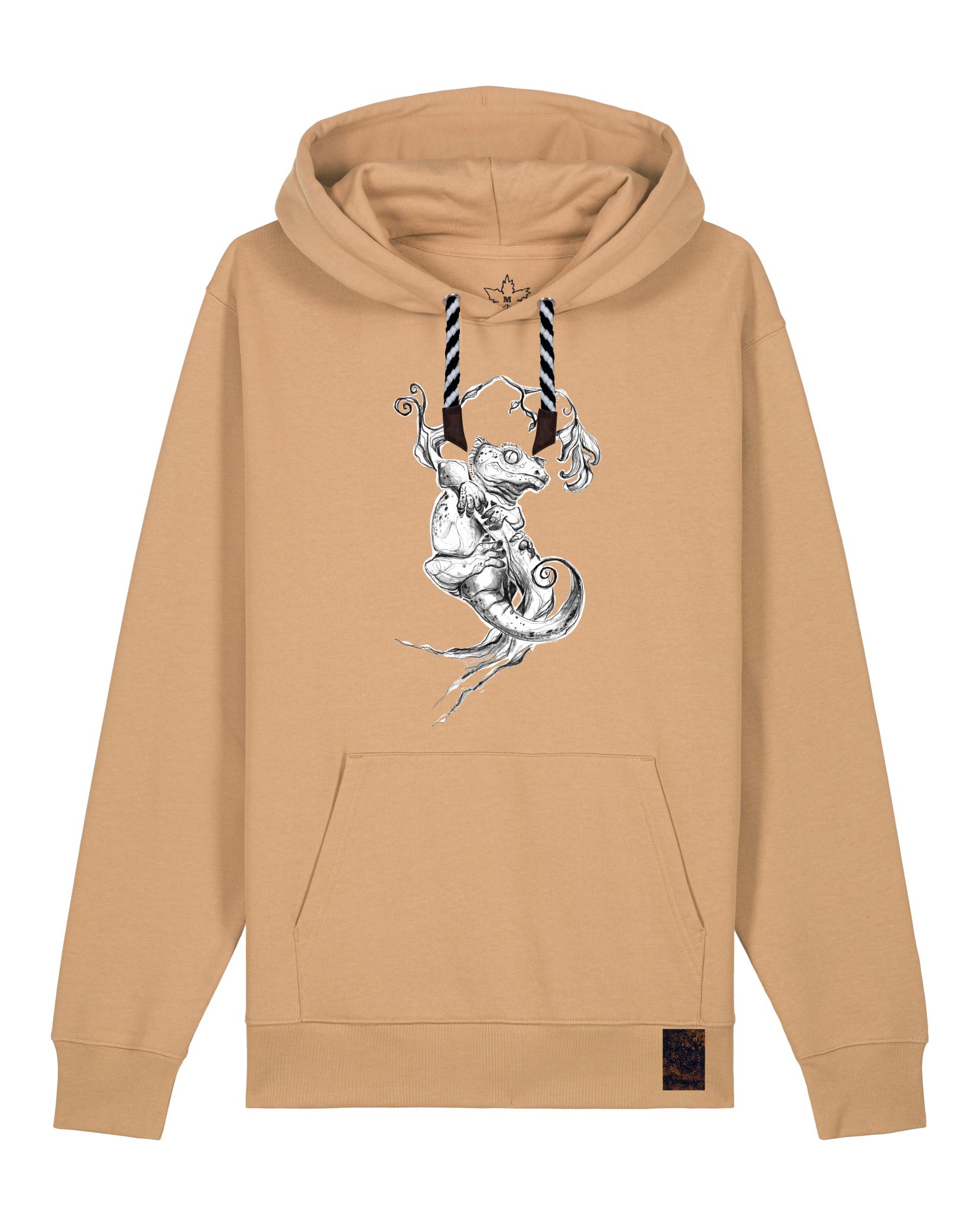 bio-unisex-medium fit-hoodie-gecko-stsu177-meersand-sw kordel-front