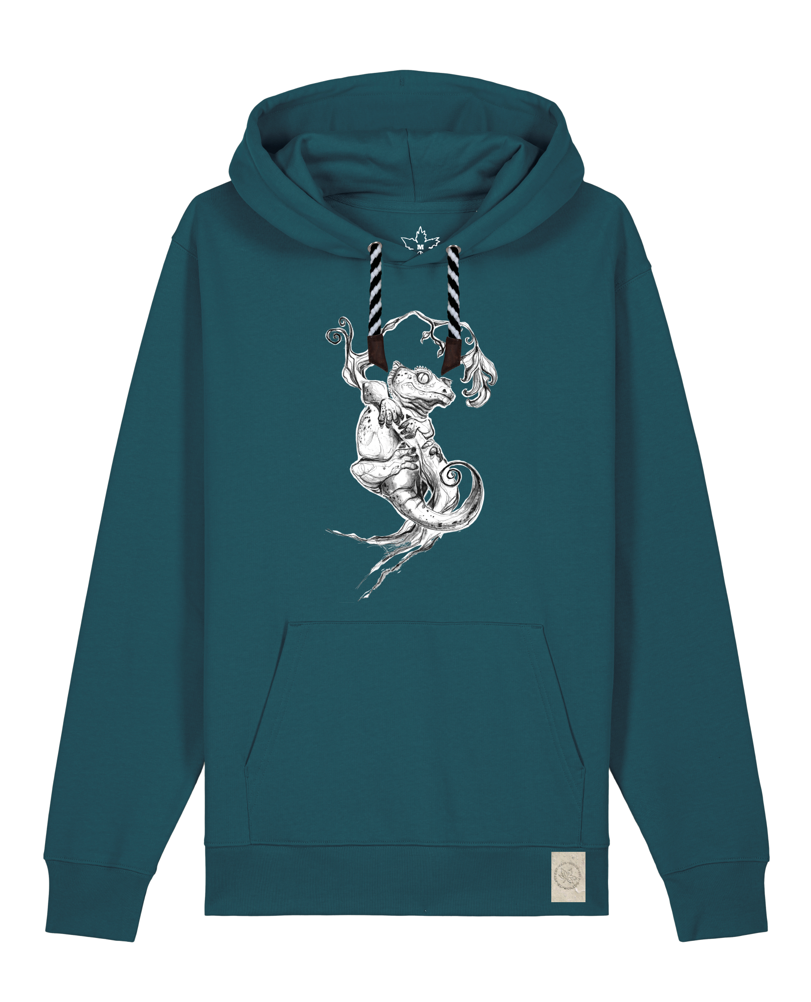 bio-unisex-medium fit-hoodie-gecko-stsu177-nordmanntanne-sw kordel-front
