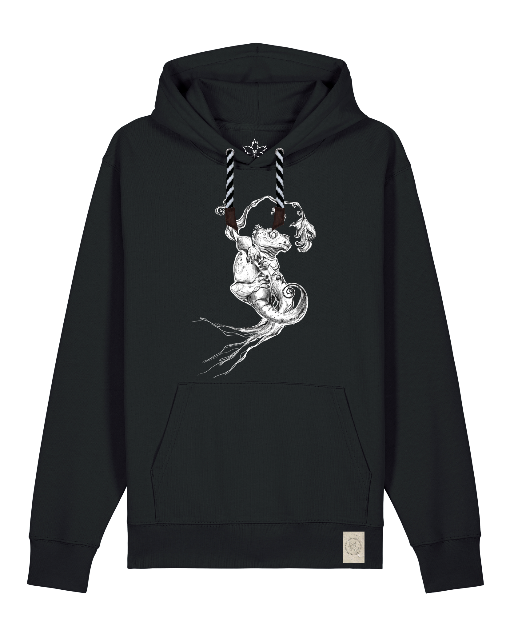bio-unisex-medium fit-hoodie-gecko-stsu177-schwarz-sw kordel-front