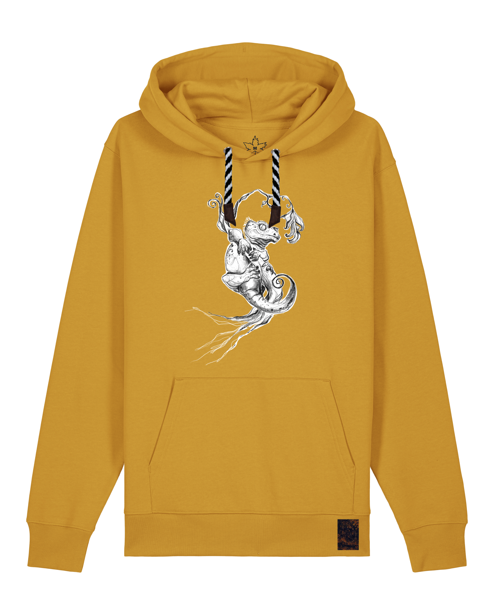bio-unisex-medium fit-hoodie-gecko-stsu177-senf-sw kordel-front