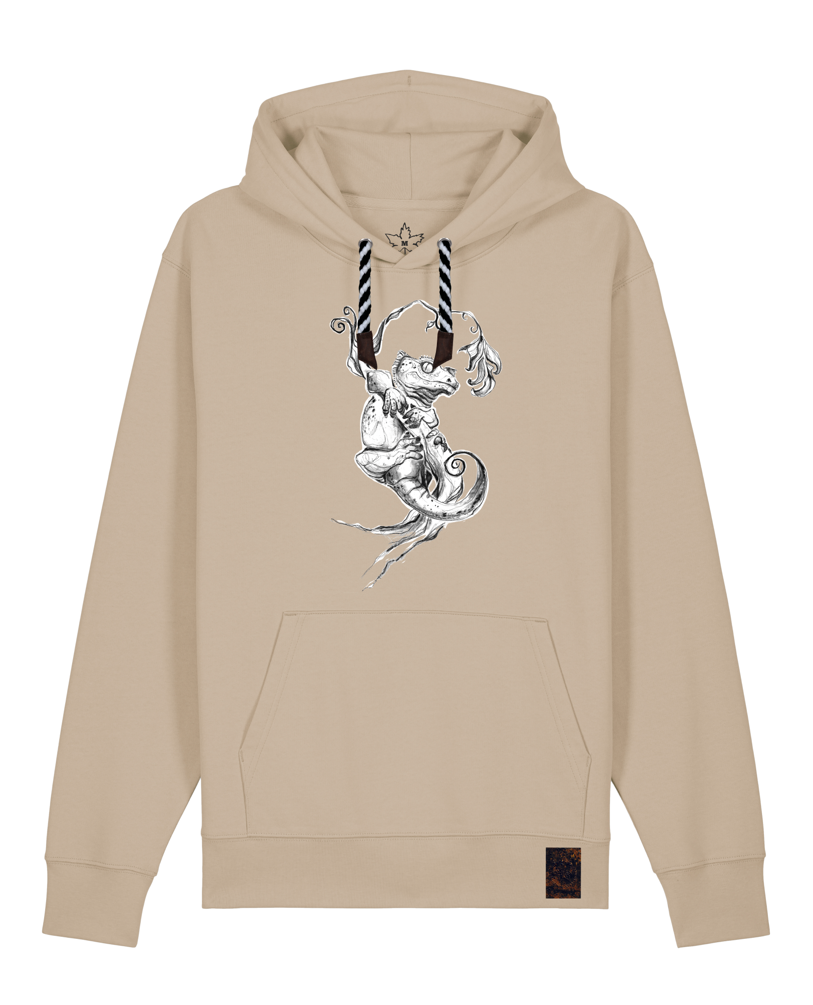 bio-unisex-medium fit-hoodie-gecko-stsu177-treibsand-sw kordel-front