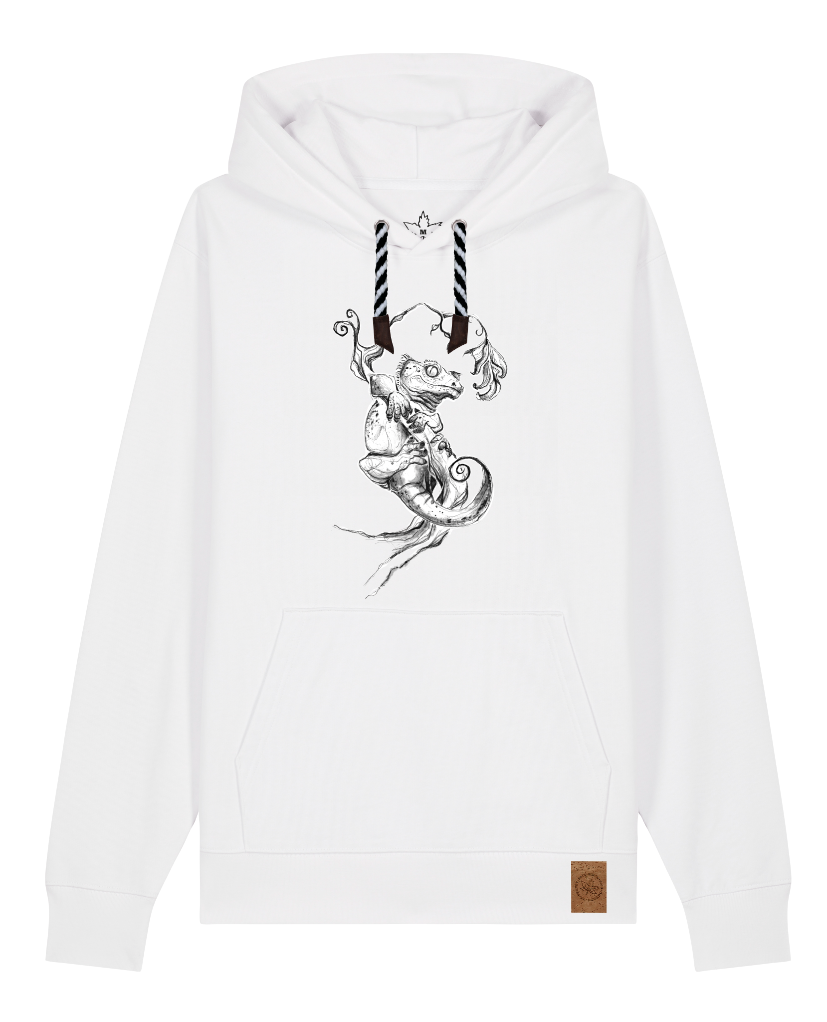 bio-unisex-medium fit-hoodie-gecko-stsu177-weiß-sw kordel-front