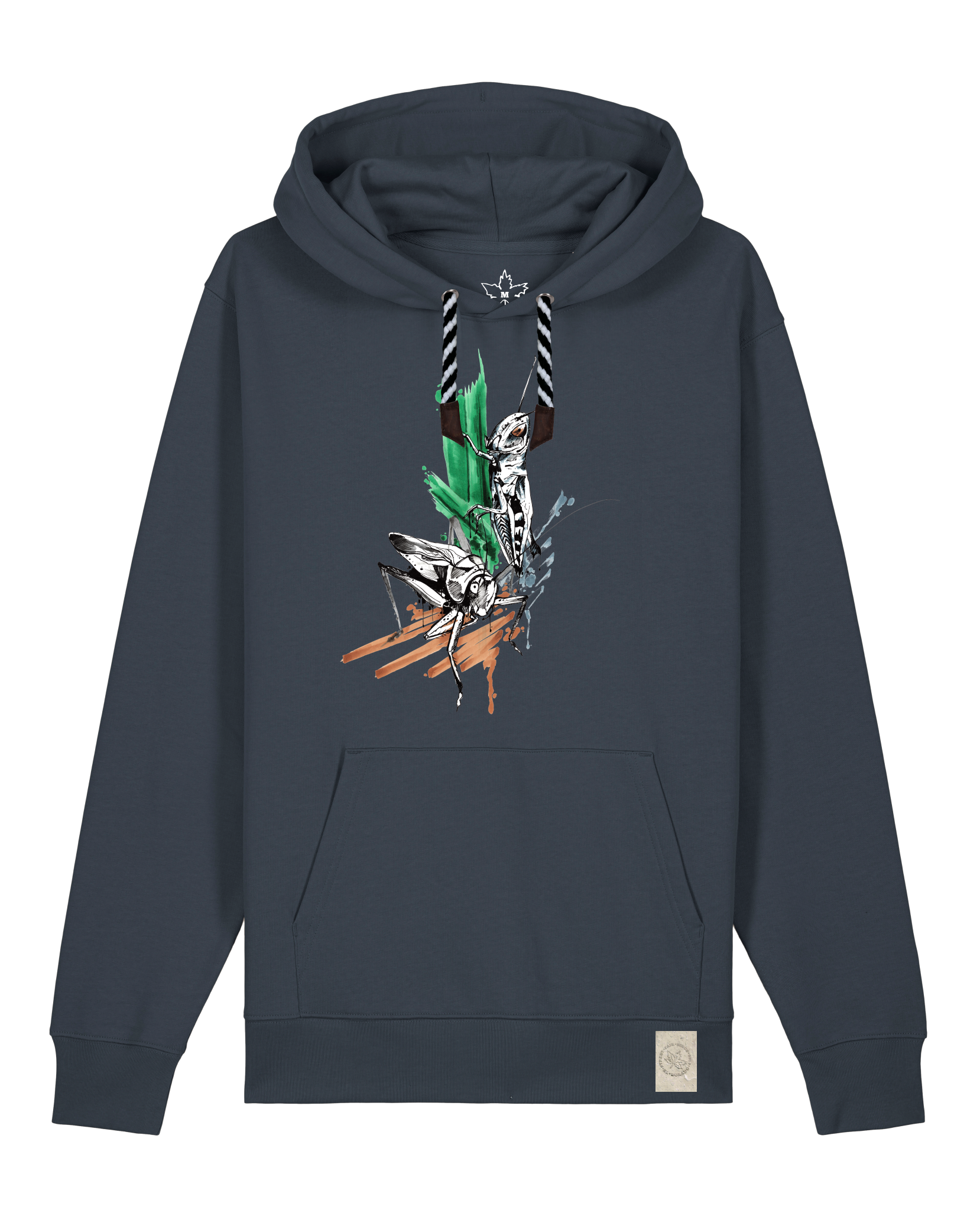 bio-unisex-medium fit-hoodie-grassland population-stsu177-blaubeernacht-sw kordel-front