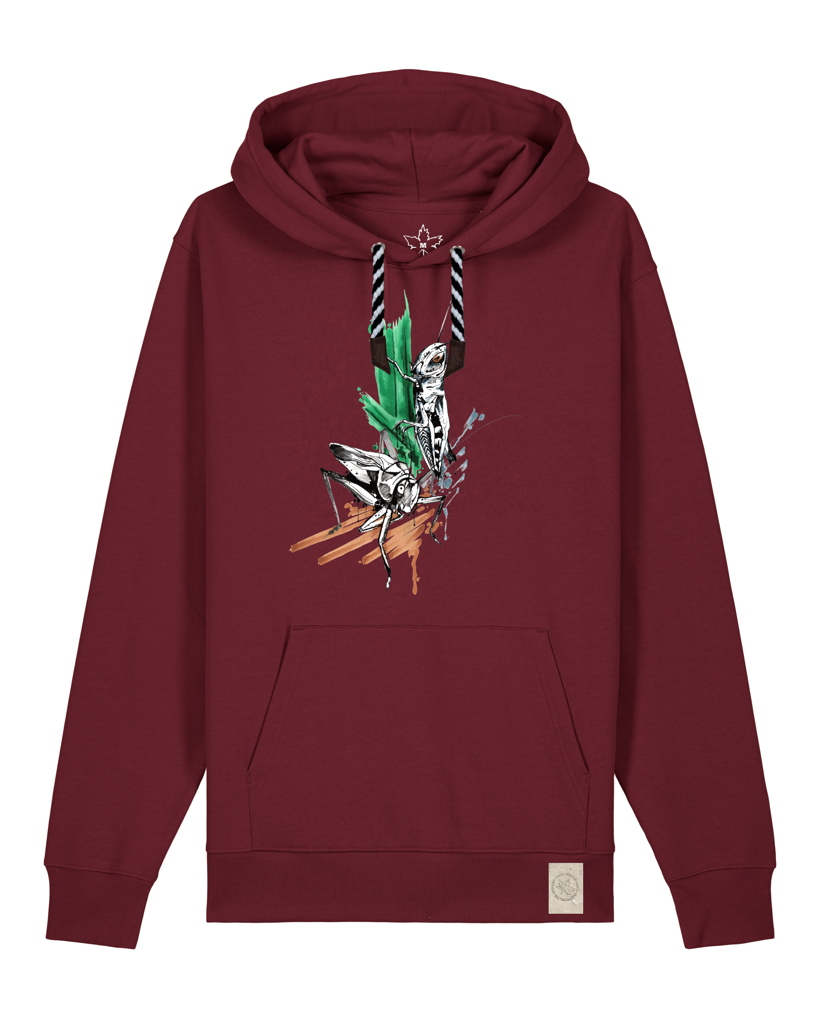 bio-unisex-medium fit-hoodie-grassland population-stsu177-burgunder rot-sw kordel-front
