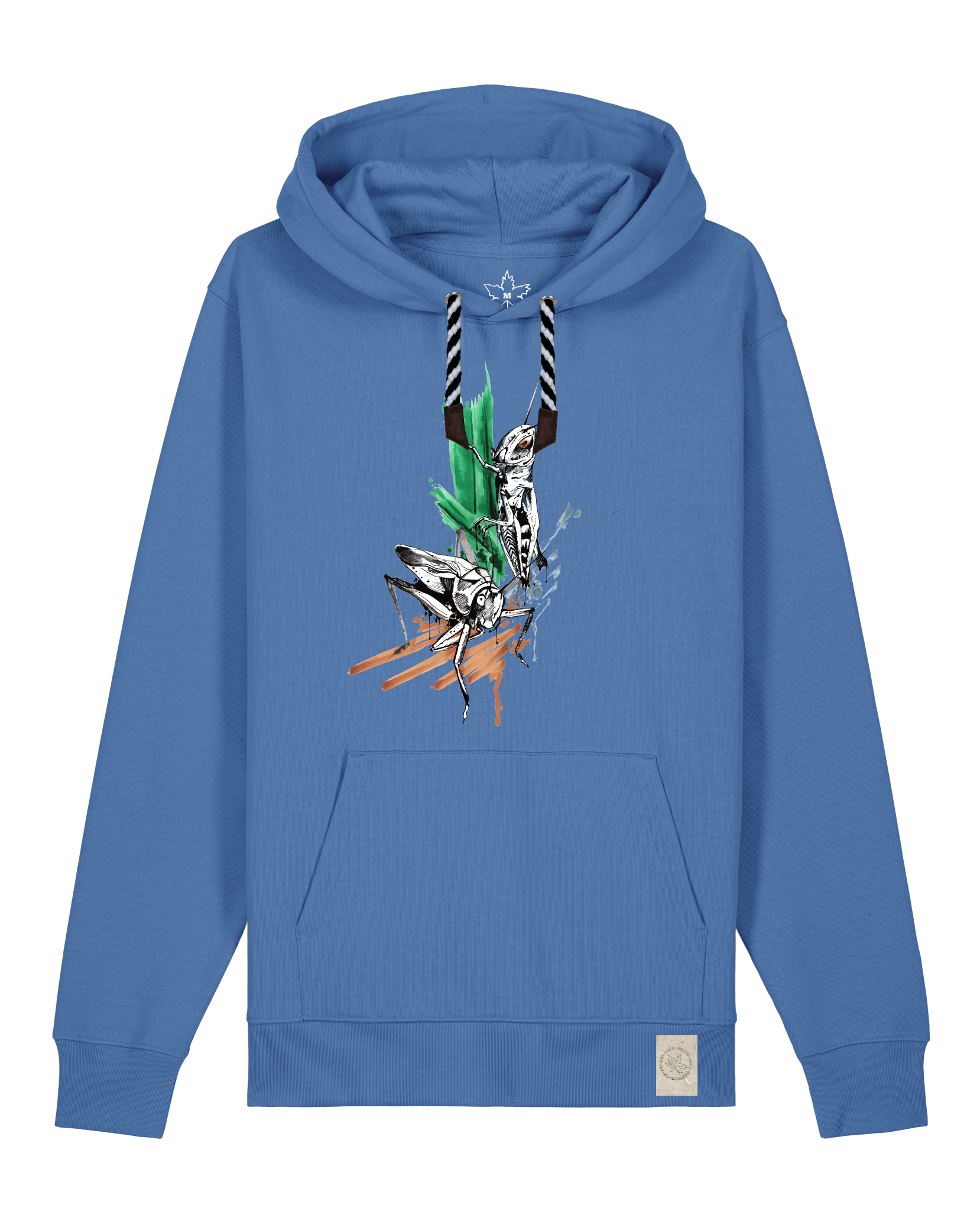 bio-unisex-medium fit-hoodie-grassland population-stsu177-hortensie-sw kordel-front