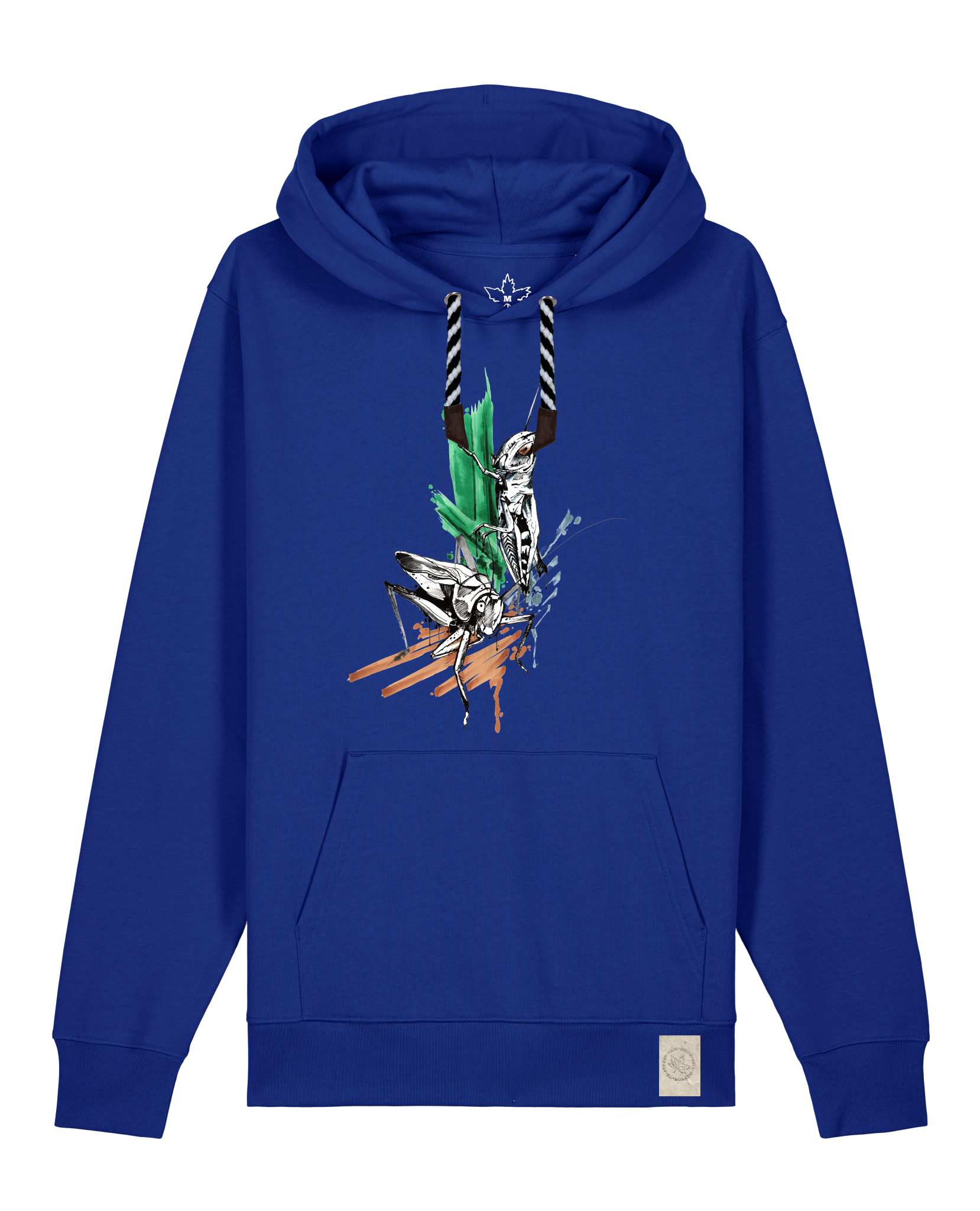 bio-unisex-medium fit-hoodie-grassland population-stsu177-kornblume-sw kordel-front