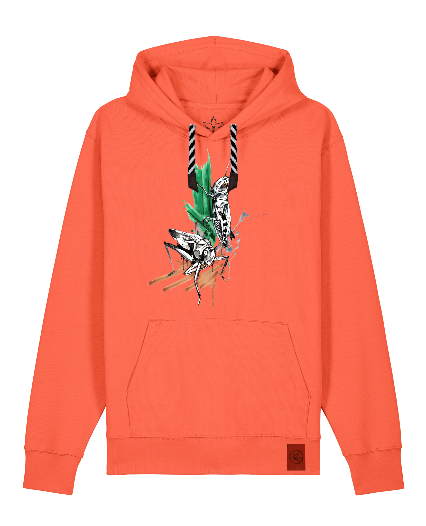 bio-unisex-medium fit-hoodie-grassland population-stsu177-mandarine-sw kordel-front