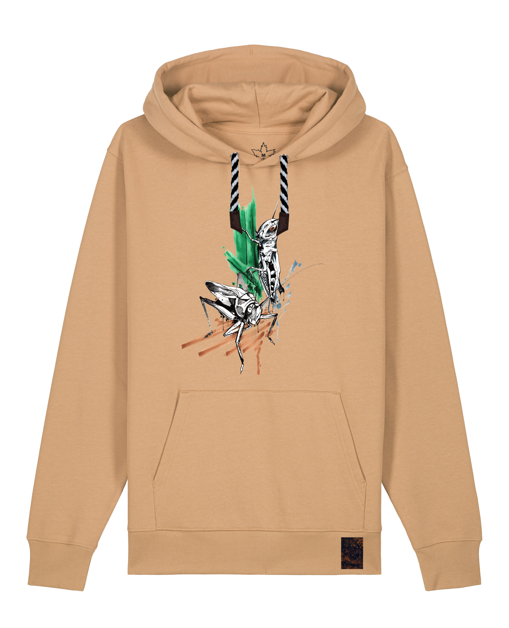 bio-unisex-medium fit-hoodie-grassland population-stsu177-meersand-sw kordel-front