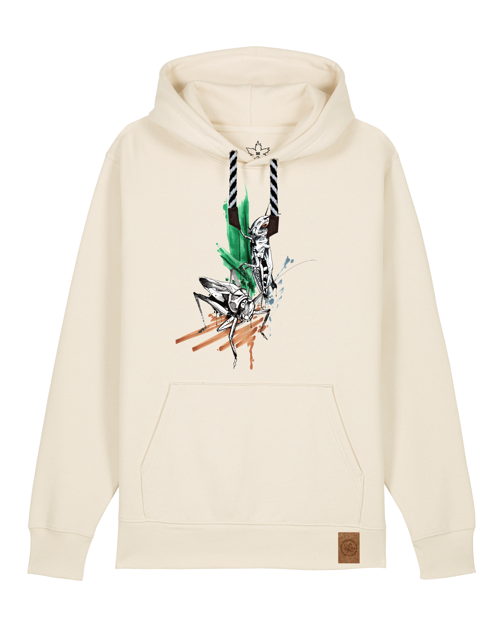 bio-unisex-medium fit-hoodie-grassland population-stsu177-natur-sw kordel-front