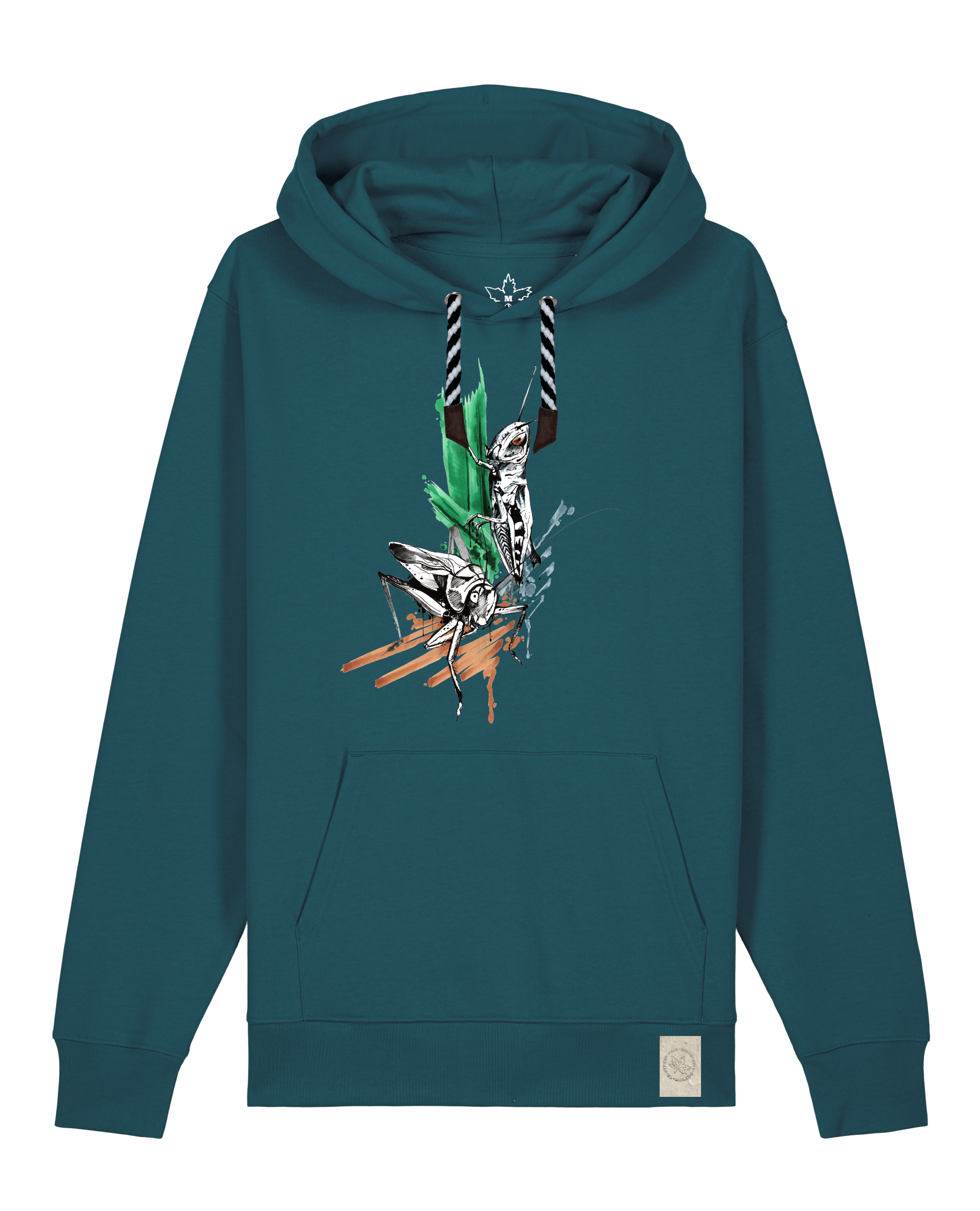 bio-unisex-medium fit-hoodie-grassland population-stsu177-nordmanntanne-sw kordel-front