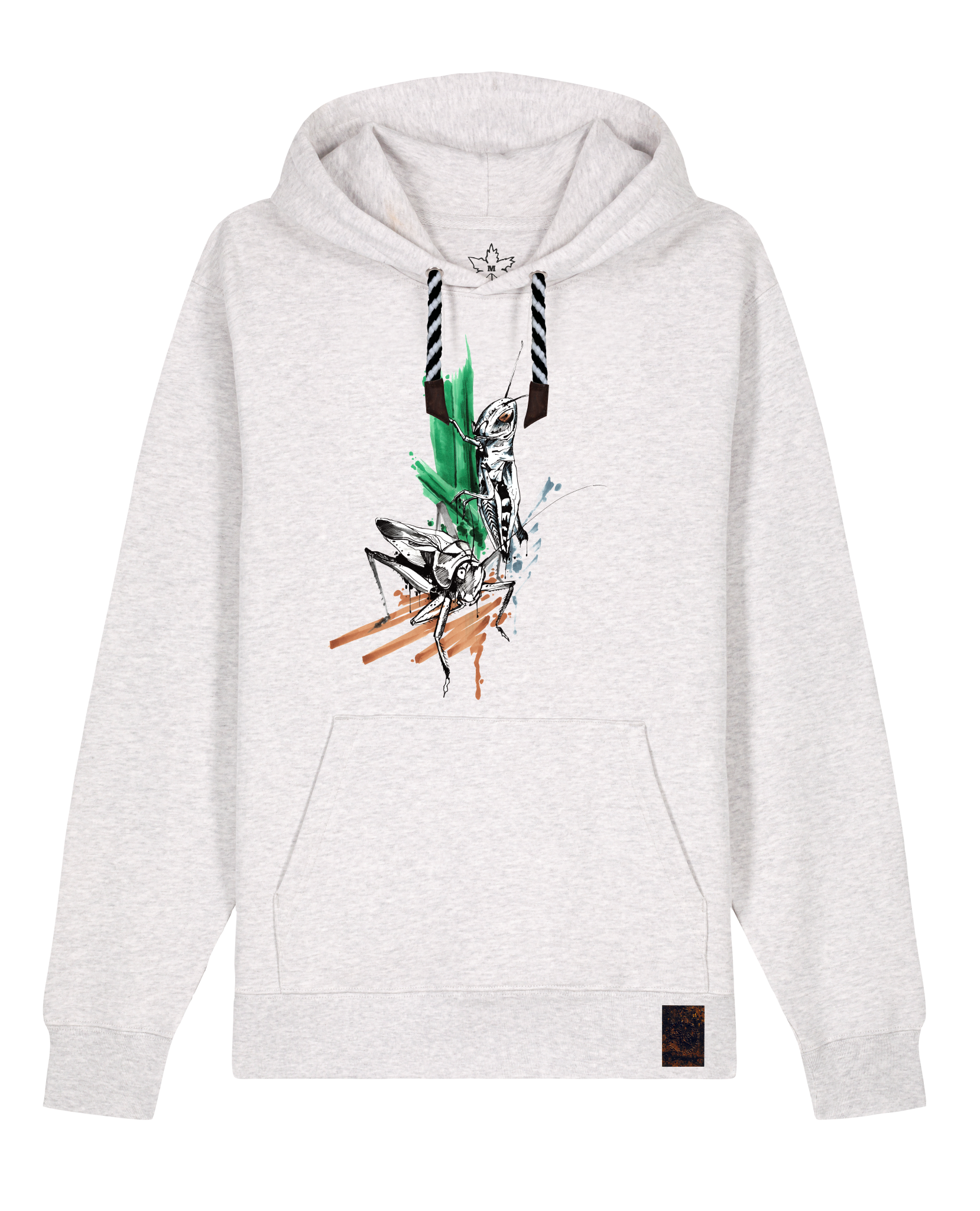 bio-unisex-medium fit-hoodie-grassland population-stsu177-rennmaus-sw kordel-front