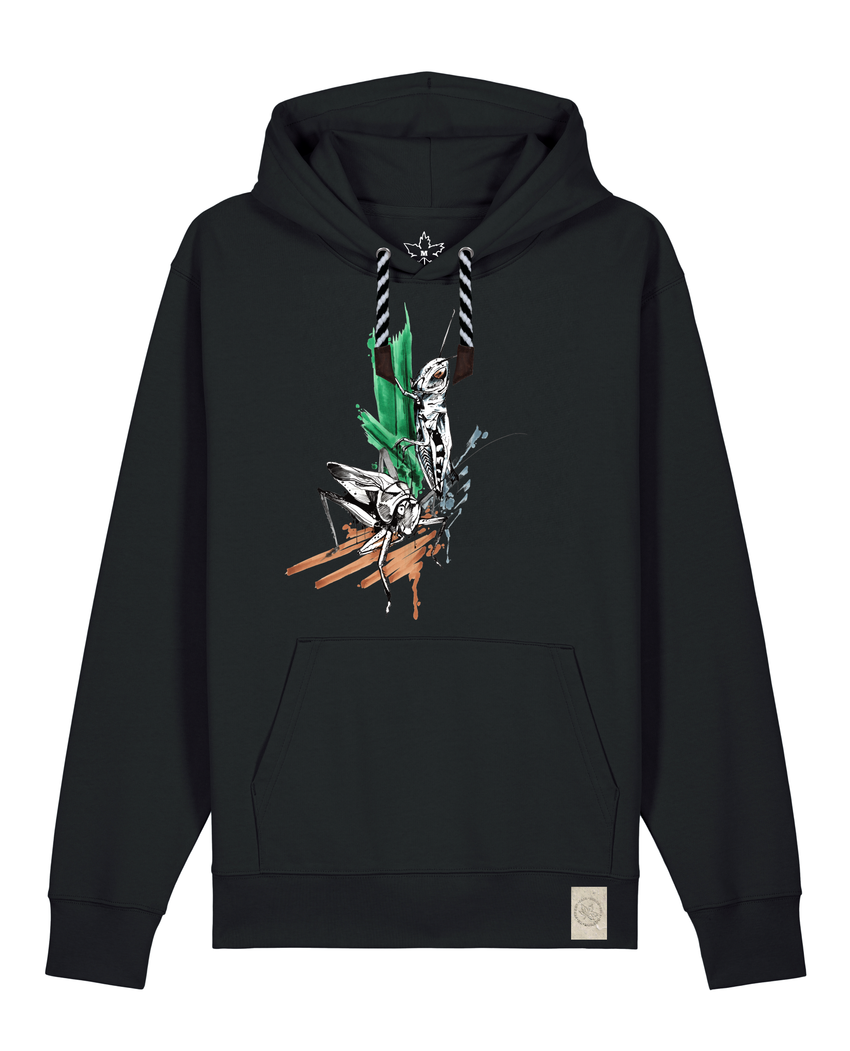 bio-unisex-medium fit-hoodie-grassland population-stsu177-schwarz-sw kordel-front