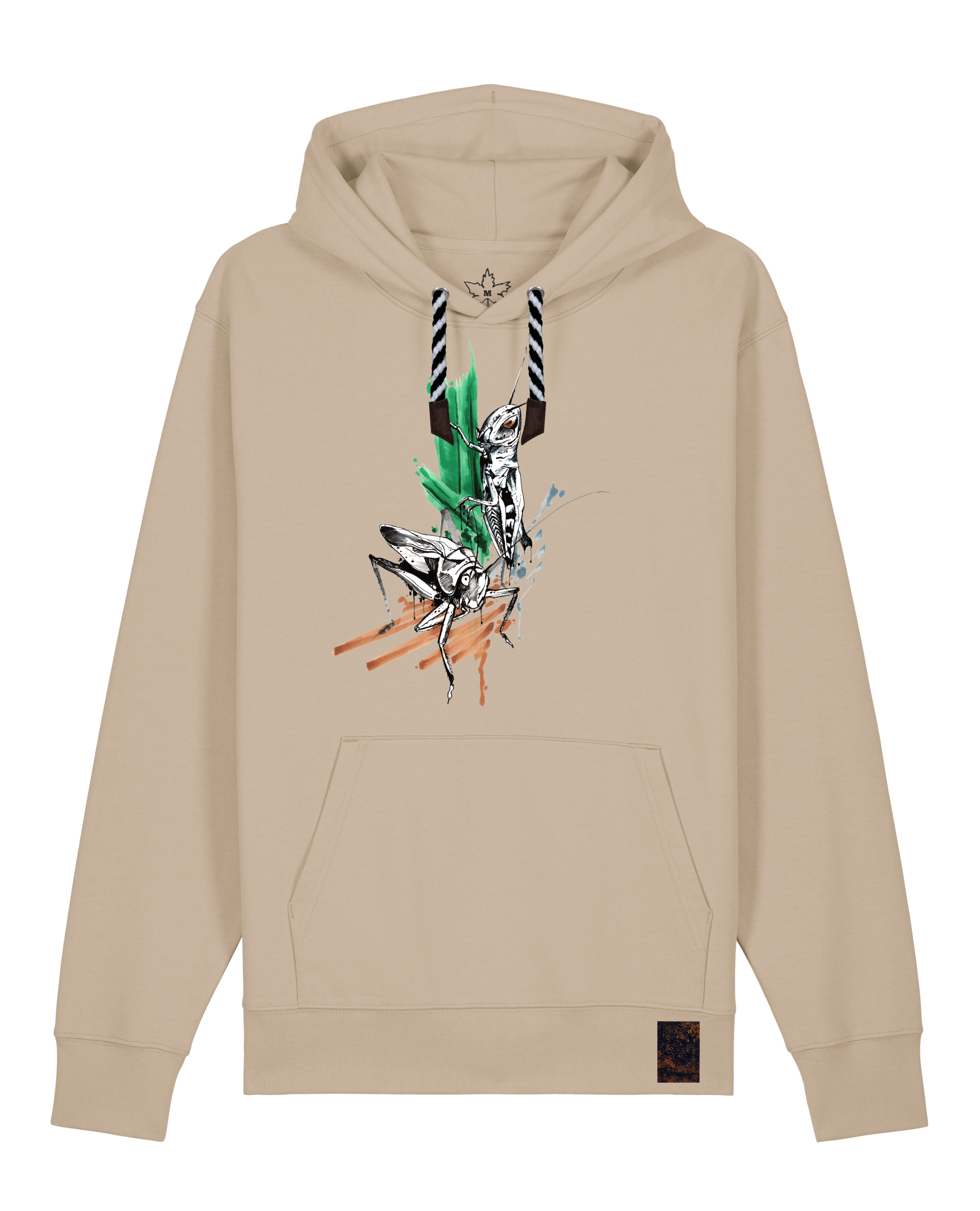 bio-unisex-medium fit-hoodie-grassland population-stsu177-treibsand-sw kordel-front