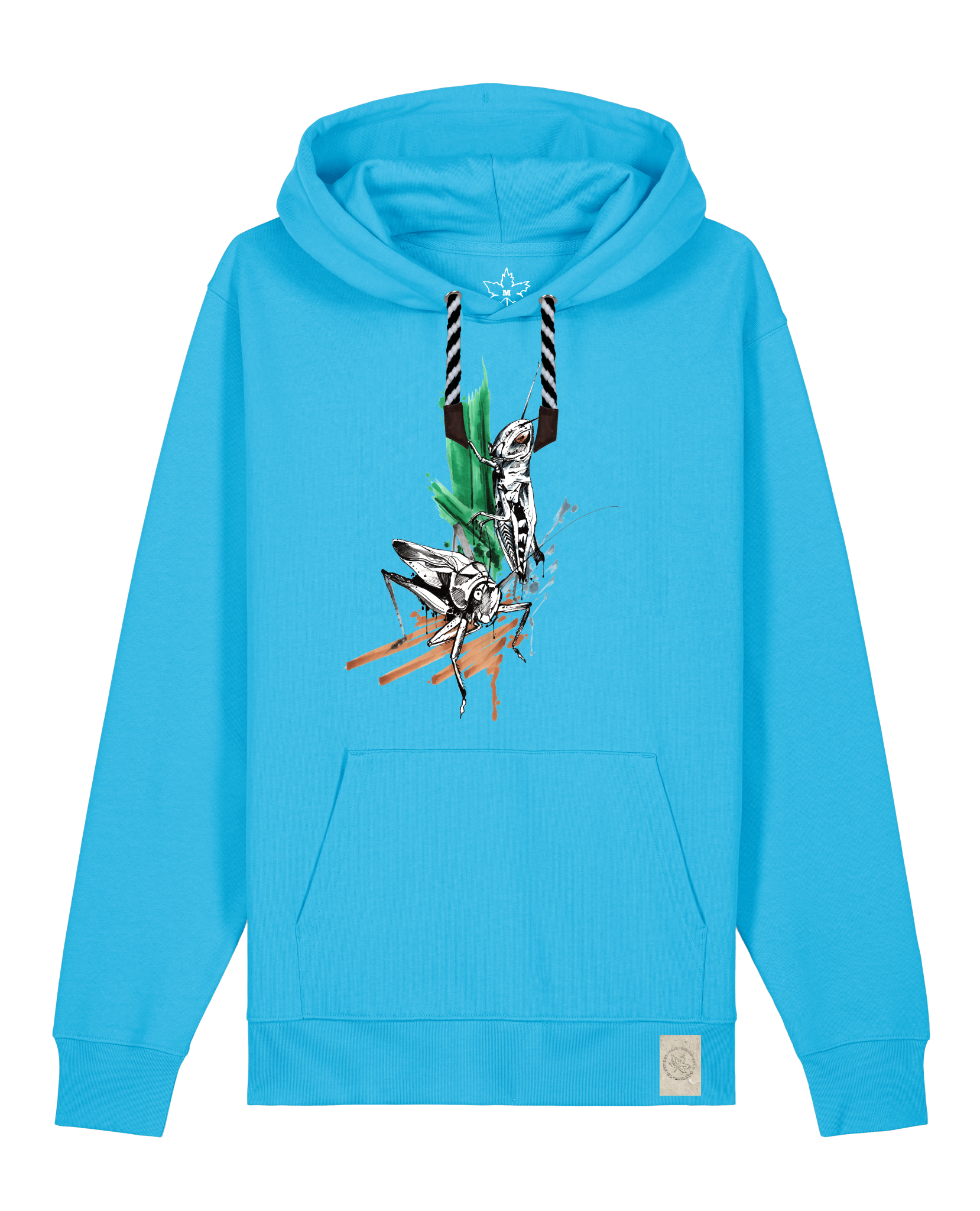 bio-unisex-medium fit-hoodie-grassland population-stsu177-wasserblau-sw kordel-front
