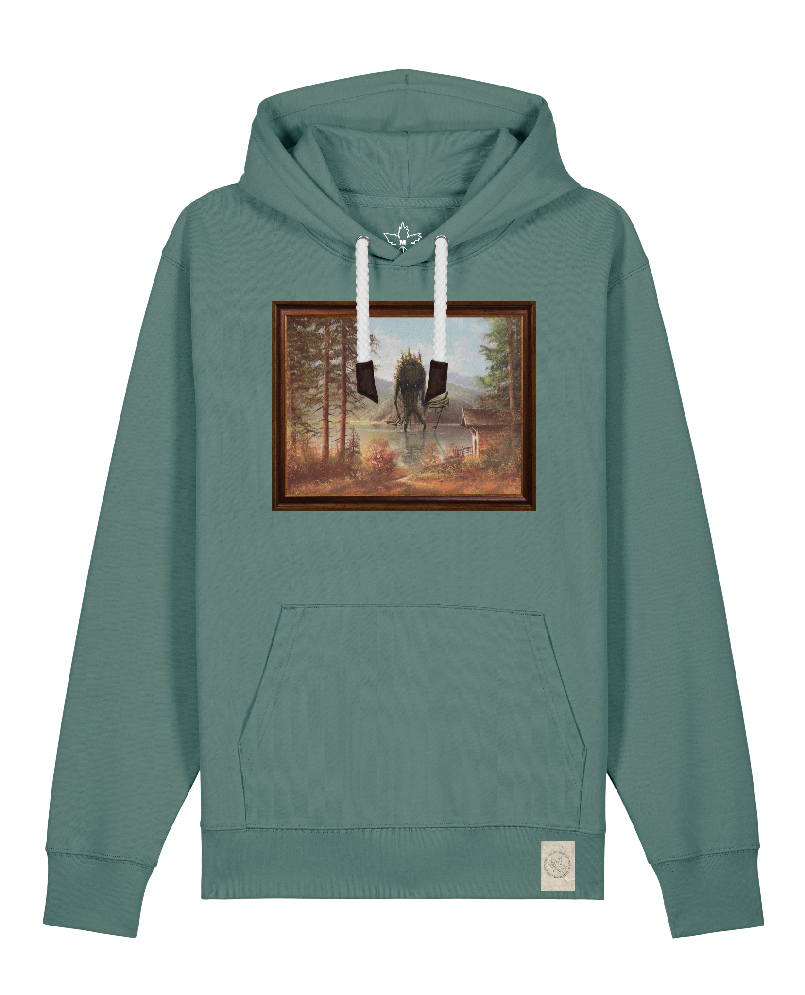 bio-unisex-medium fit-hoodie-herbst im riesengebirge-stsu177-blautanne-weiße kordel-front