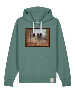 bio-unisex-medium fit-hoodie-herbst im riesengebirge-stsu177-blautanne-weiße kordel-front