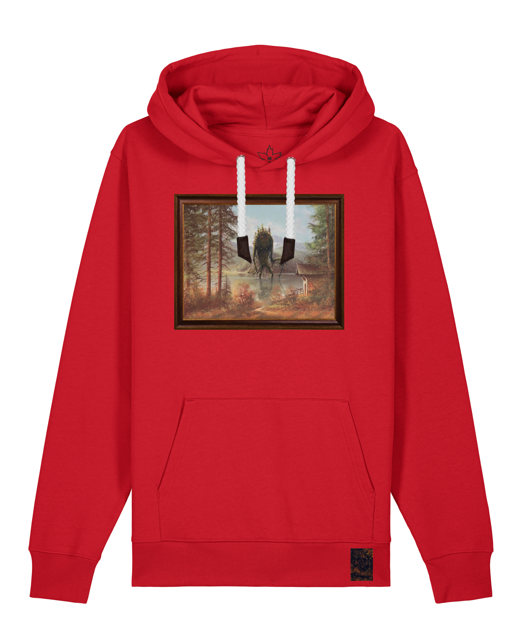 bio-unisex-medium fit-hoodie-herbst im riesengebirge-stsu177-erdbeere-weiße kordel-front