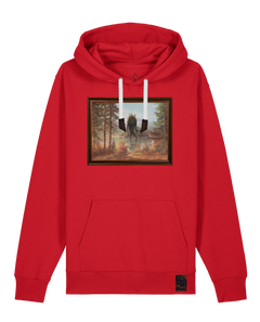 bio-unisex-medium fit-hoodie-herbst im riesengebirge-stsu177-erdbeere-weiße kordel-front