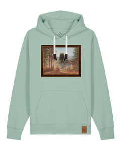 bio-unisex-medium fit-hoodie-herbst im riesengebirge-stsu177-eukalyptus-weiße kordel-front