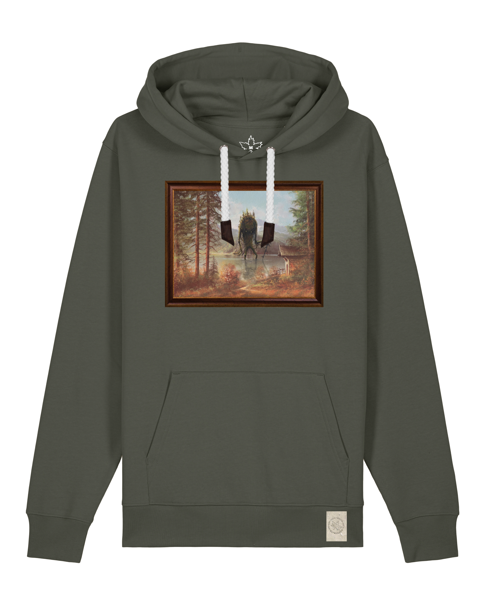 bio-unisex-medium fit-hoodie-herbst im riesengebirge-stsu177-grunkohl-weiße kordel-front