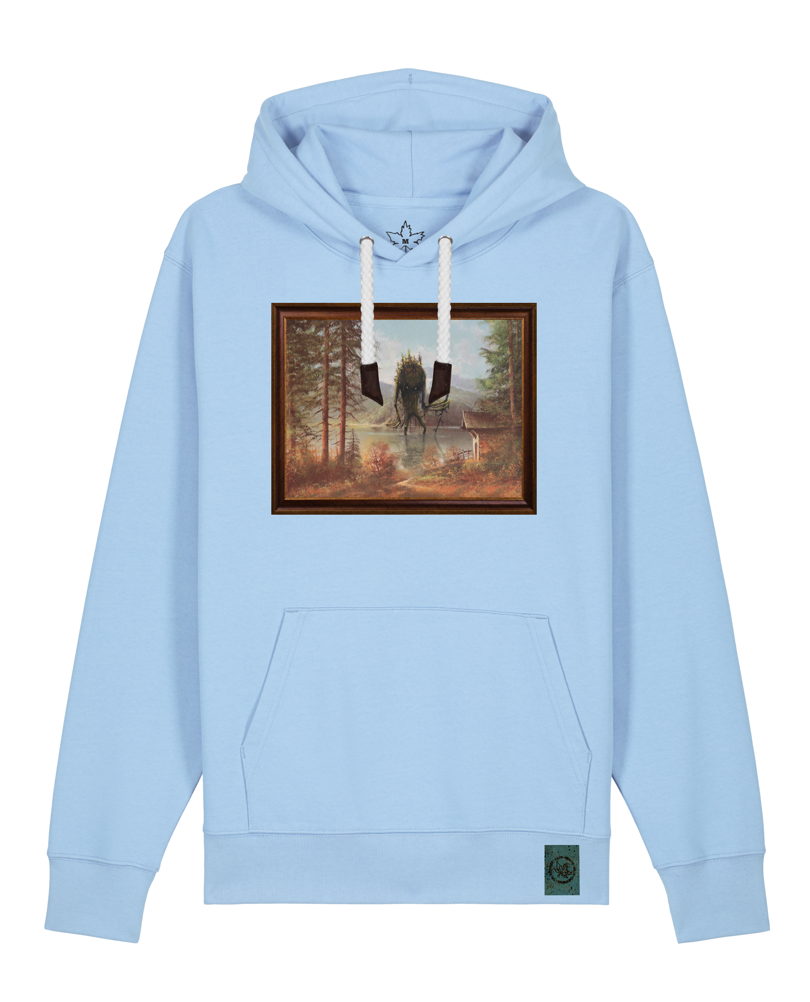 bio-unisex-medium fit-hoodie-herbst im riesengebirge-stsu177-lagune-weiße kordel-front