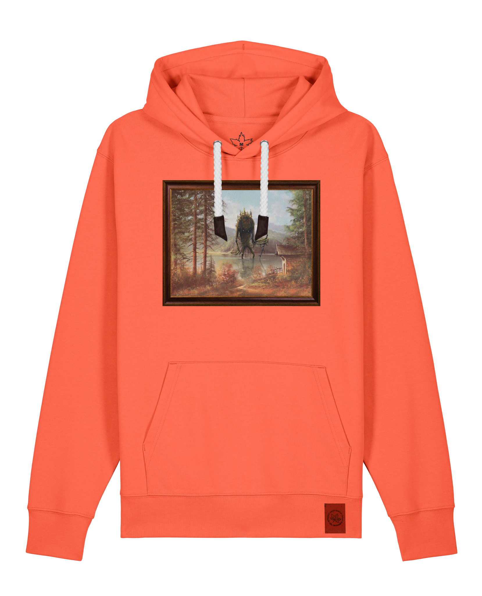bio-unisex-medium fit-hoodie-herbst im riesengebirge-stsu177-mandarine-weiße kordel-front