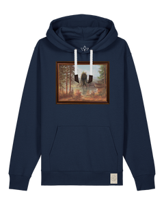 bio-unisex-medium fit-hoodie-herbst im riesengebirge-stsu177-marine-weiße kordel-front