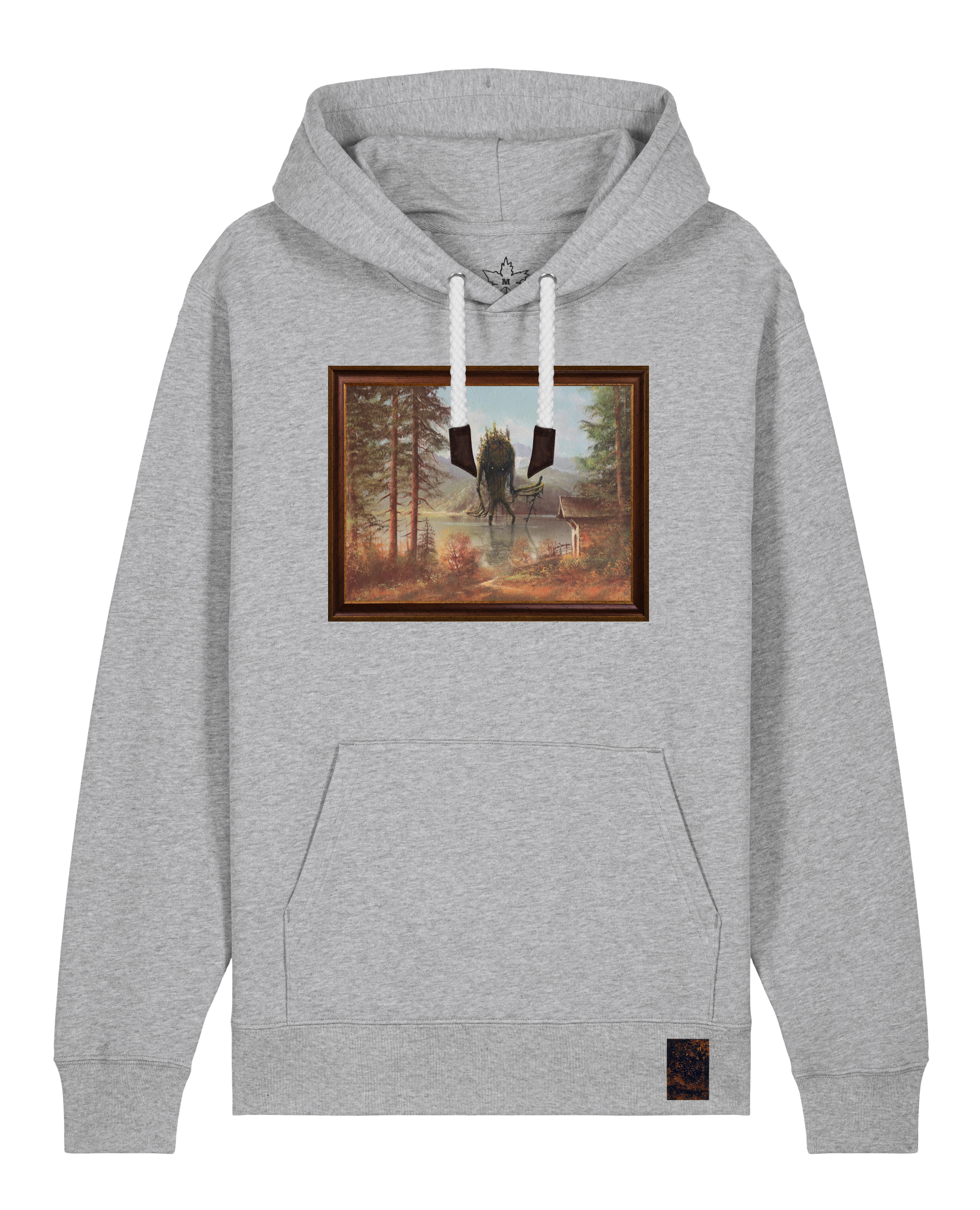bio-unisex-medium fit-hoodie-herbst im riesengebirge-stsu177-mausgrau-weiße kordel-front