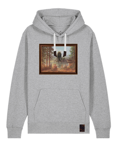 bio-unisex-medium fit-hoodie-herbst im riesengebirge-stsu177-mausgrau-weiße kordel-front
