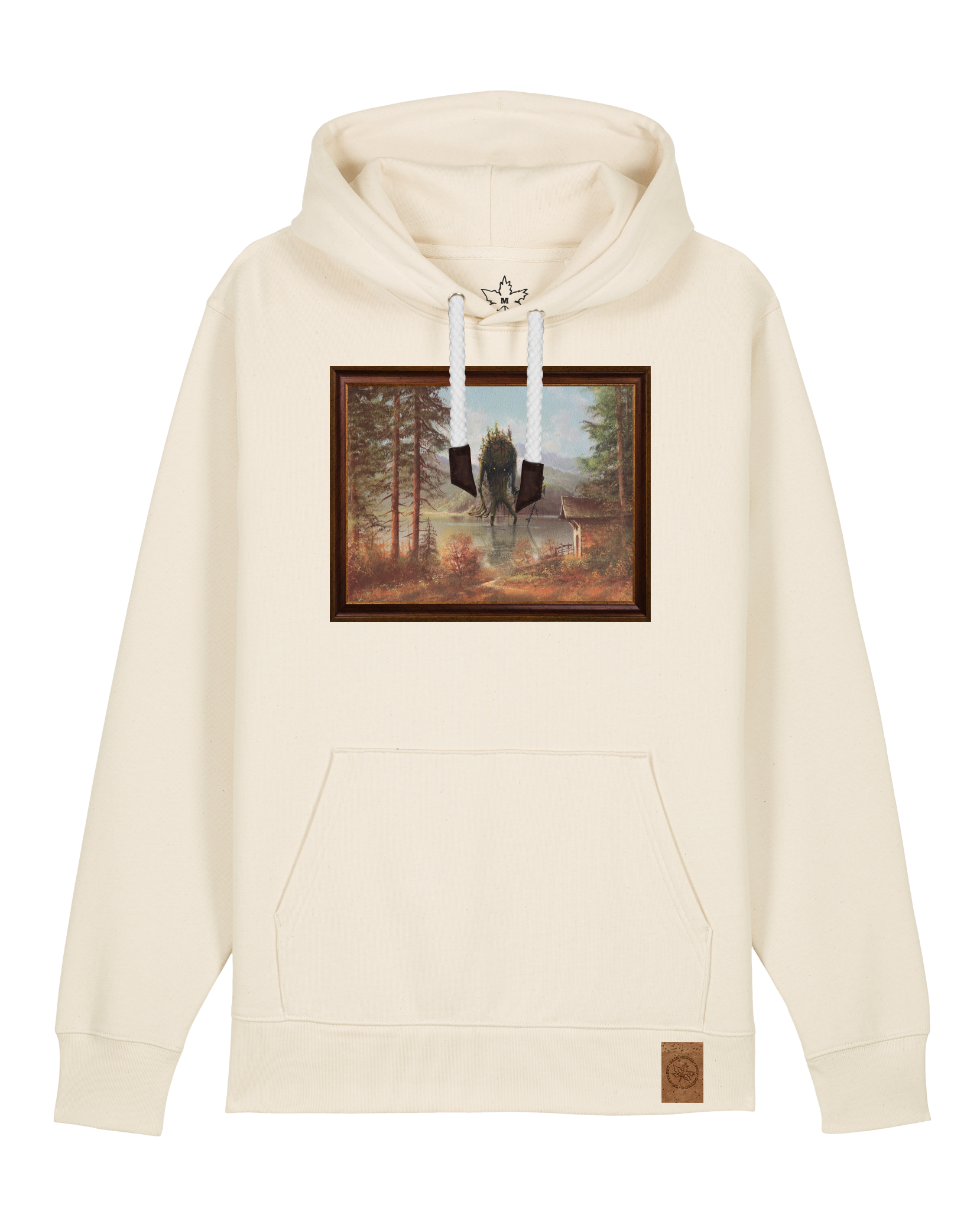 bio-unisex-medium fit-hoodie-herbst im riesengebirge-stsu177-natur-weiße kordel-front